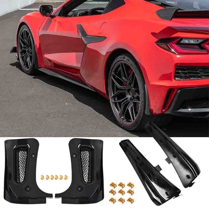For Corvette C8 Z06 23-26 Black Painted Front&Rear Extended Guards Mud Flaps Set