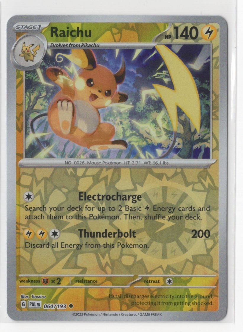 Pokemon Paldea Evolved 064/193 Raichu Reverse Holo