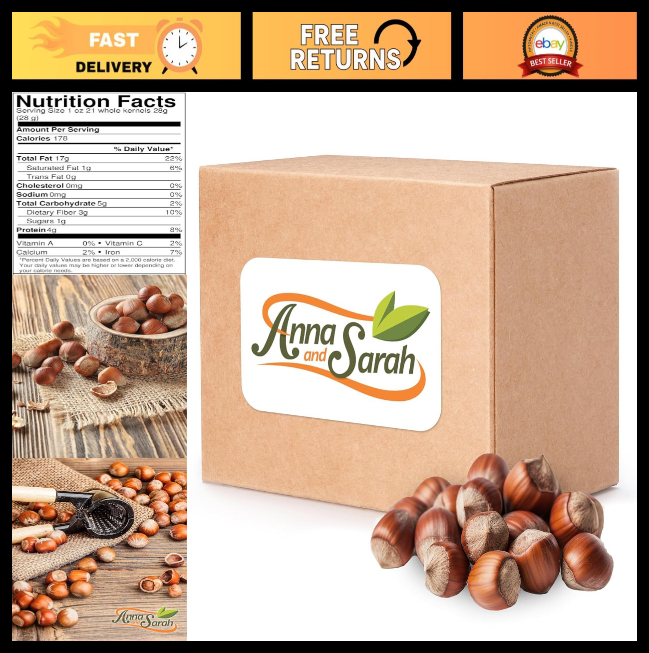10 Lbs Large Oregon Hazelnuts In Shell, Kosher, Non-GMO, Fresh & Buttery Taste