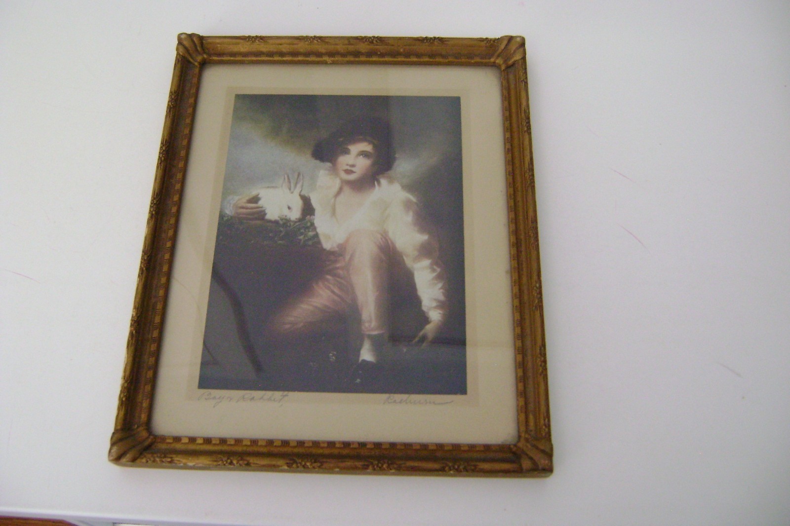*SIGNED* Reproduction of Boy with A Rabbit by Sir Henry Raeburn In Antique Frame