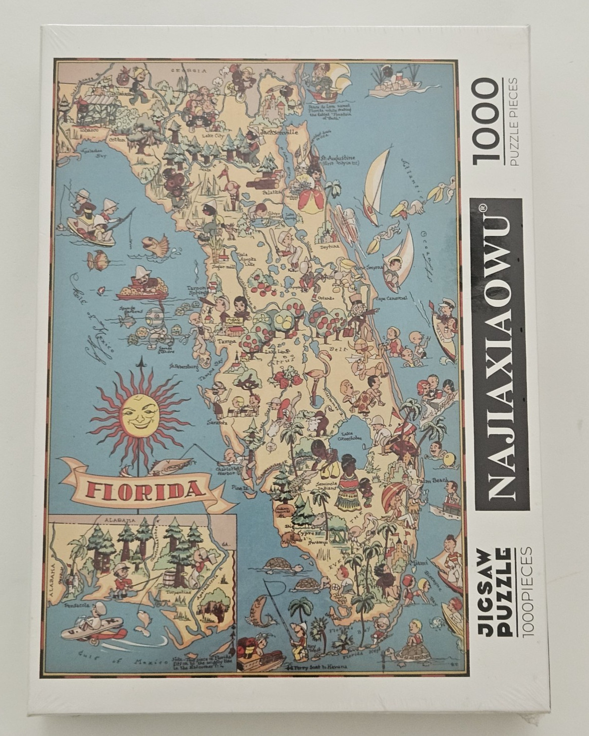 Najiaxiaowu 1000 Piece Wooden Puzzle HTF Map of Florida NEW SEALED Najiaxiaowu 1000 Piece Wooden Puzzle HTF Map of Florida NEW SEALED