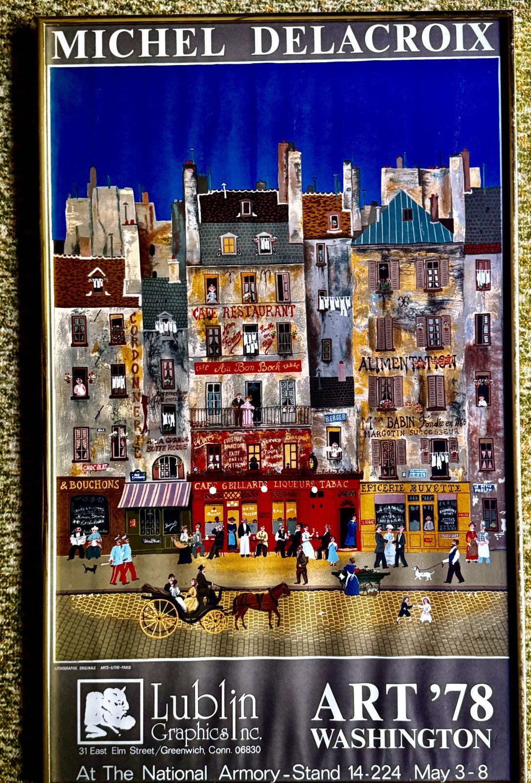 Vtg 1978 Michel Delacroix Art 78 DC Poster Au Bon Bock Signed In Plate Framed