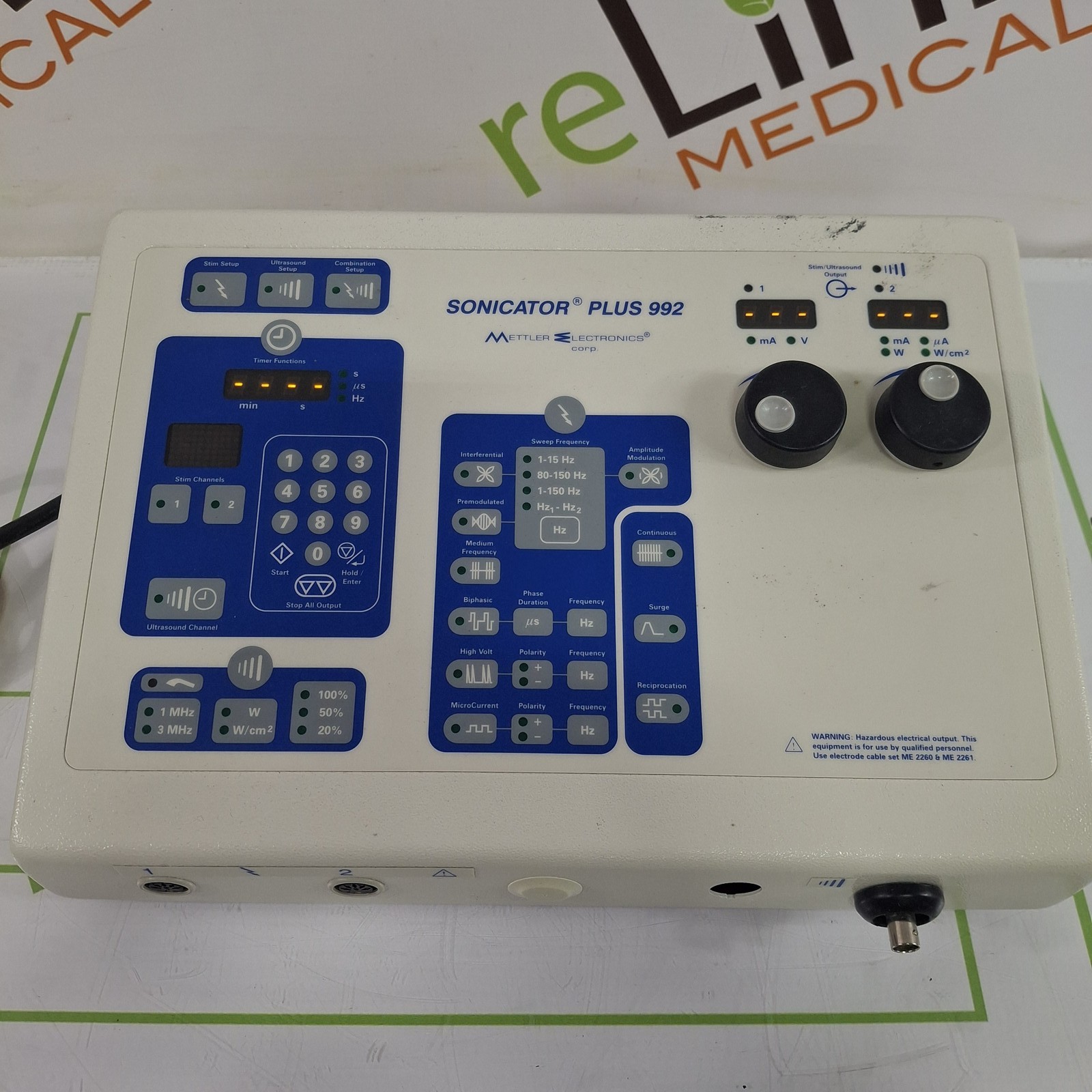 Mettler Electronics Sonicator Plus ME 992 Ultrasound & Muscle Stimulator