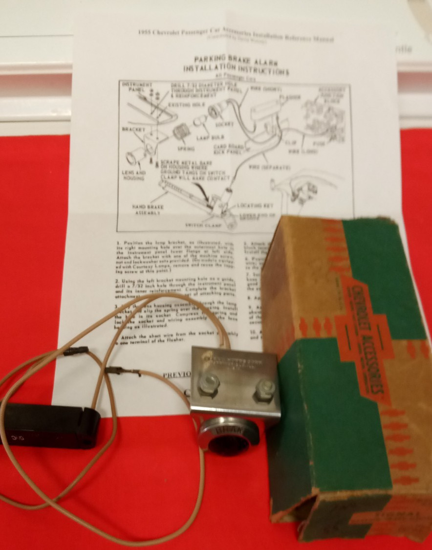 1955 1956 Chevy Accessory Emergency Brake Warning Light 987121 Tested and Works
