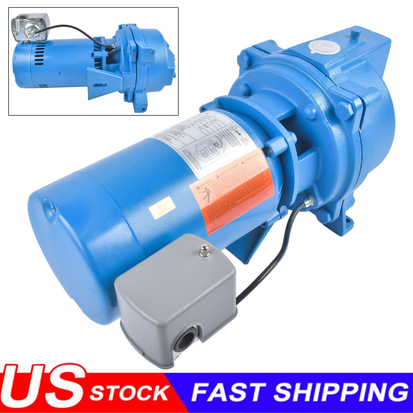 NEW J5S 1/2 HP Cast Iron Shallow Water Well Jet Pump 115/230V - Blue