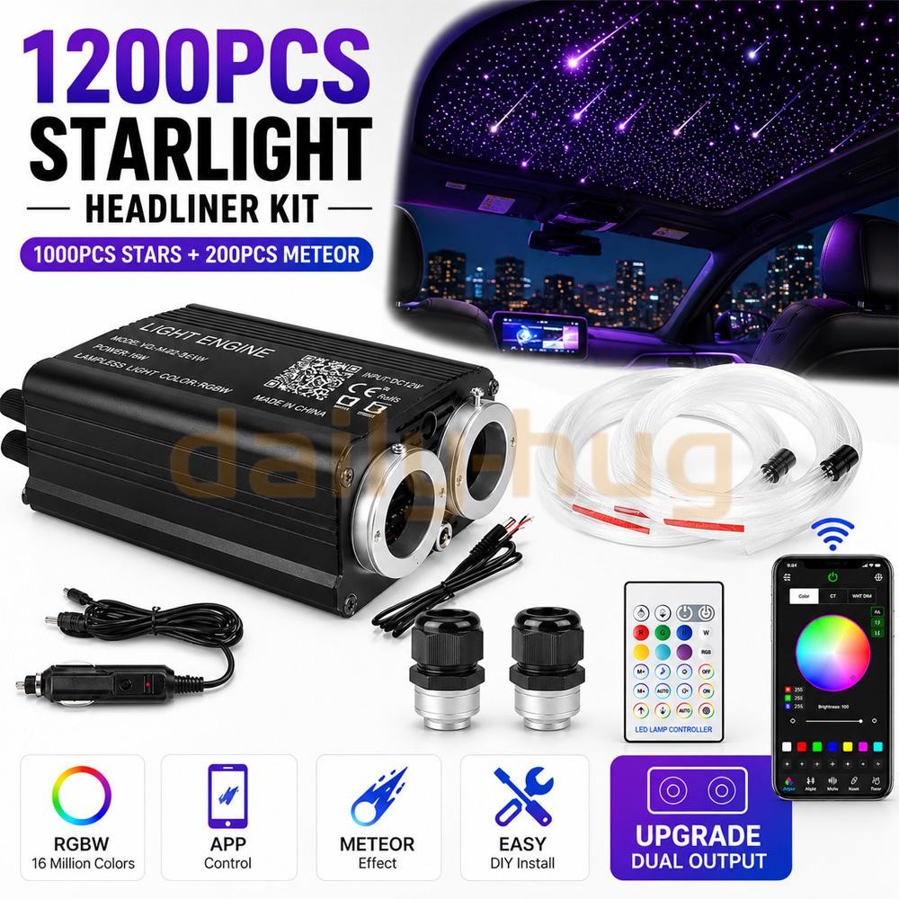 1200PCS Starlight Headliner Kit Twinkle Meteor Star Lights for Car Fiber Optic