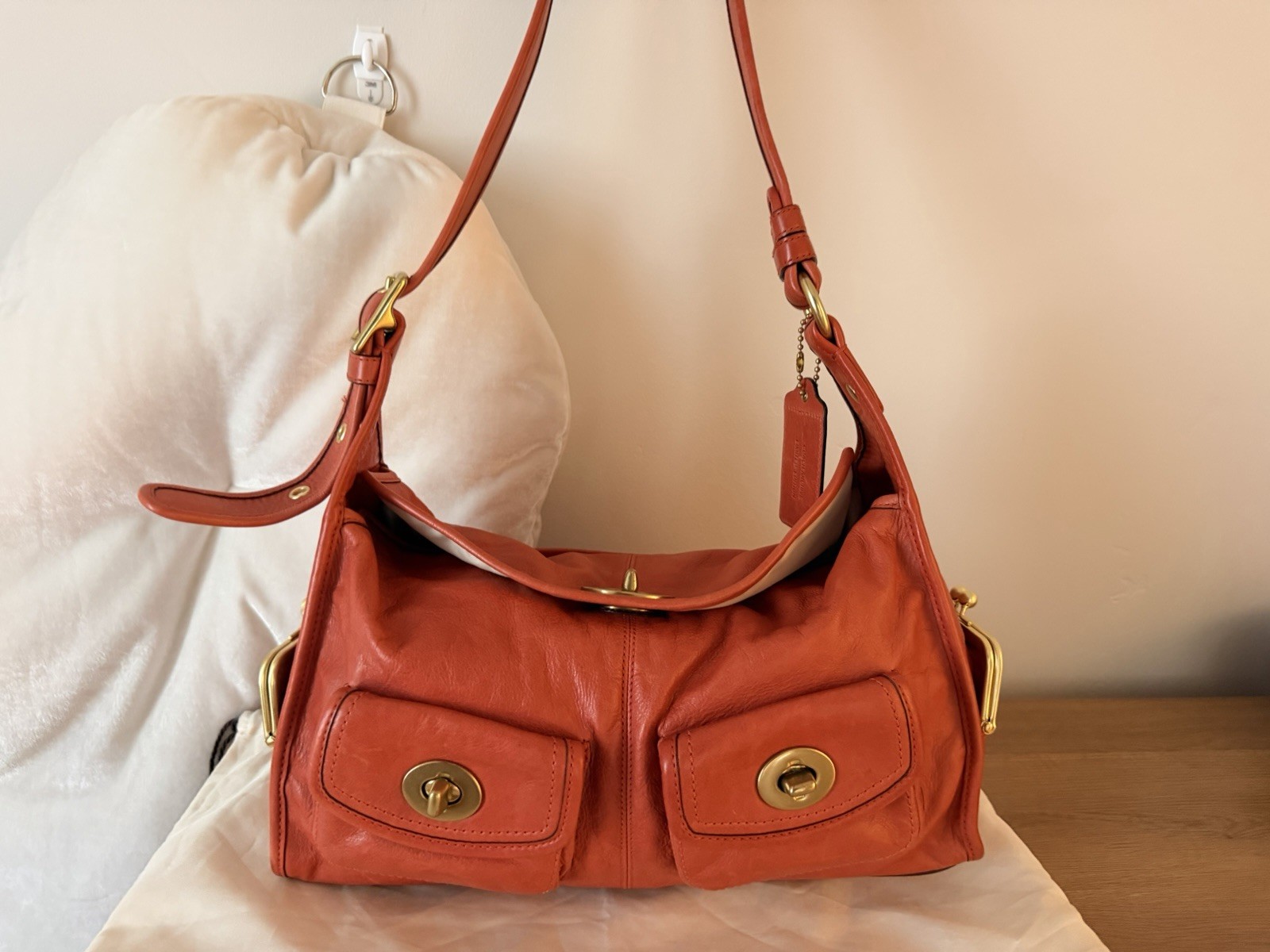 Vintage Coach Orange Haversack Satchel Turnlock