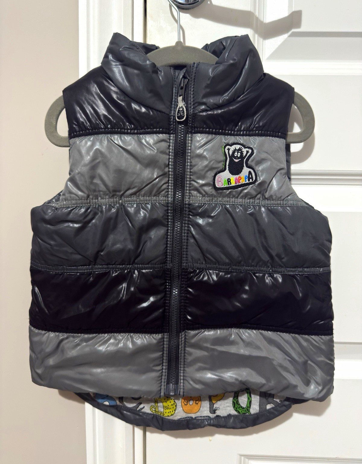 Rare H&M X Barbapapa Padded Waistcoat/Gilet 12-18 Months Black/Grey Full Zip