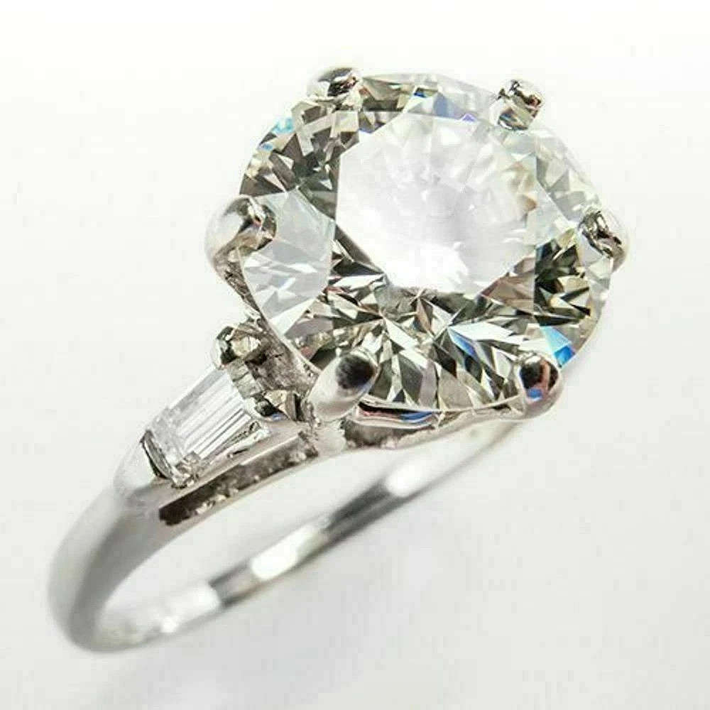 2.50 Carat Round Cut Moissanite Solitaire Engagement Ring Solid 14K White Gold