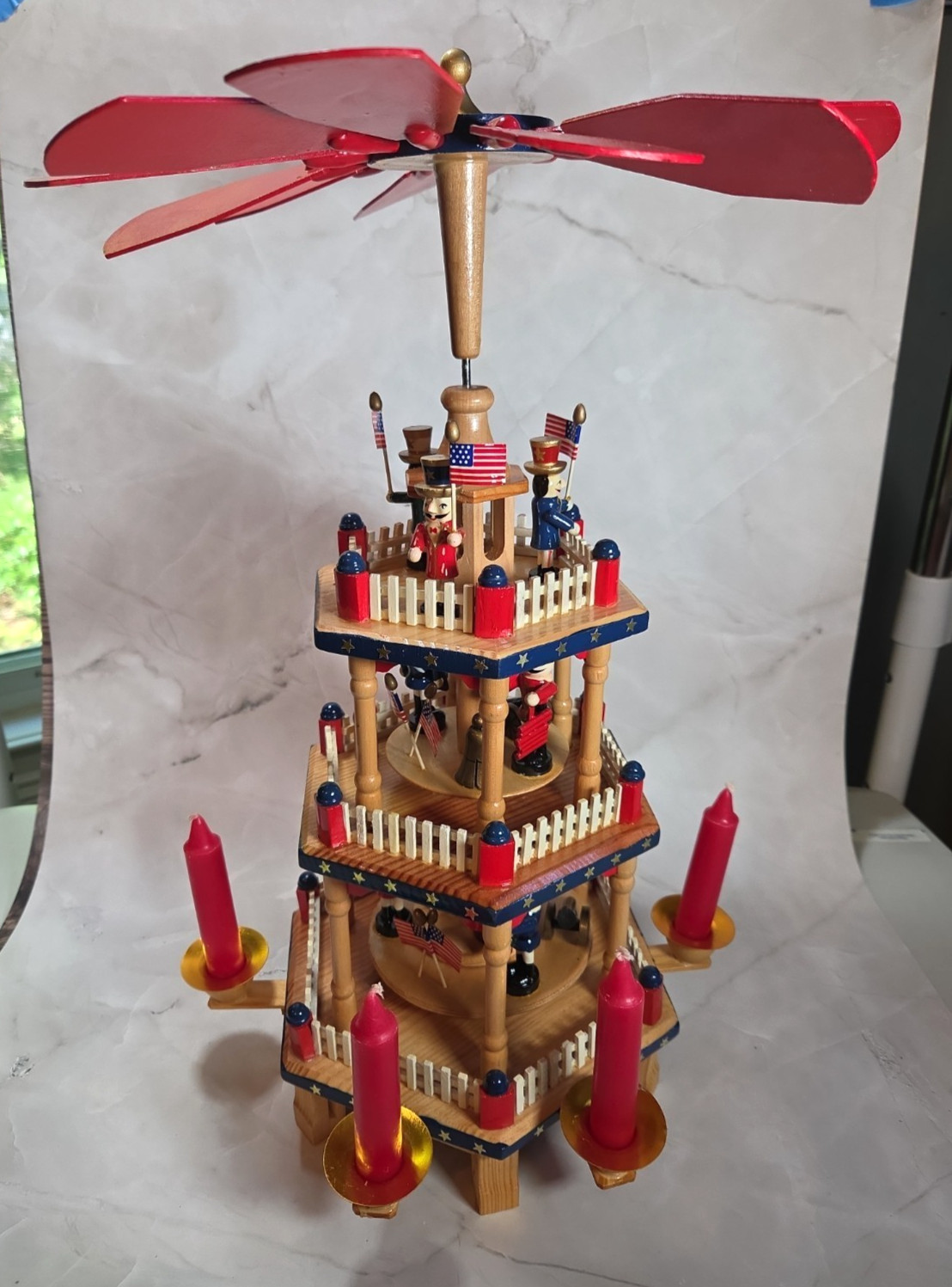 Lillian Vernon 4th of July Candle Carousel Patriotic Pyramid LV#0251