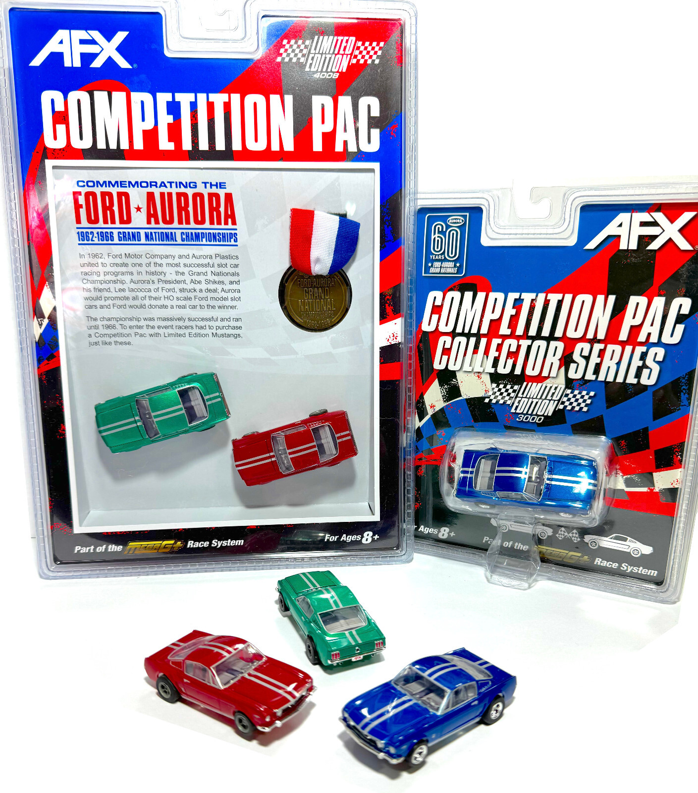 3pc Full Set 1966 FORD MUSTANG FASTBACK AFX Mega-G+ Slot Car Metallic Limtd. Ed.