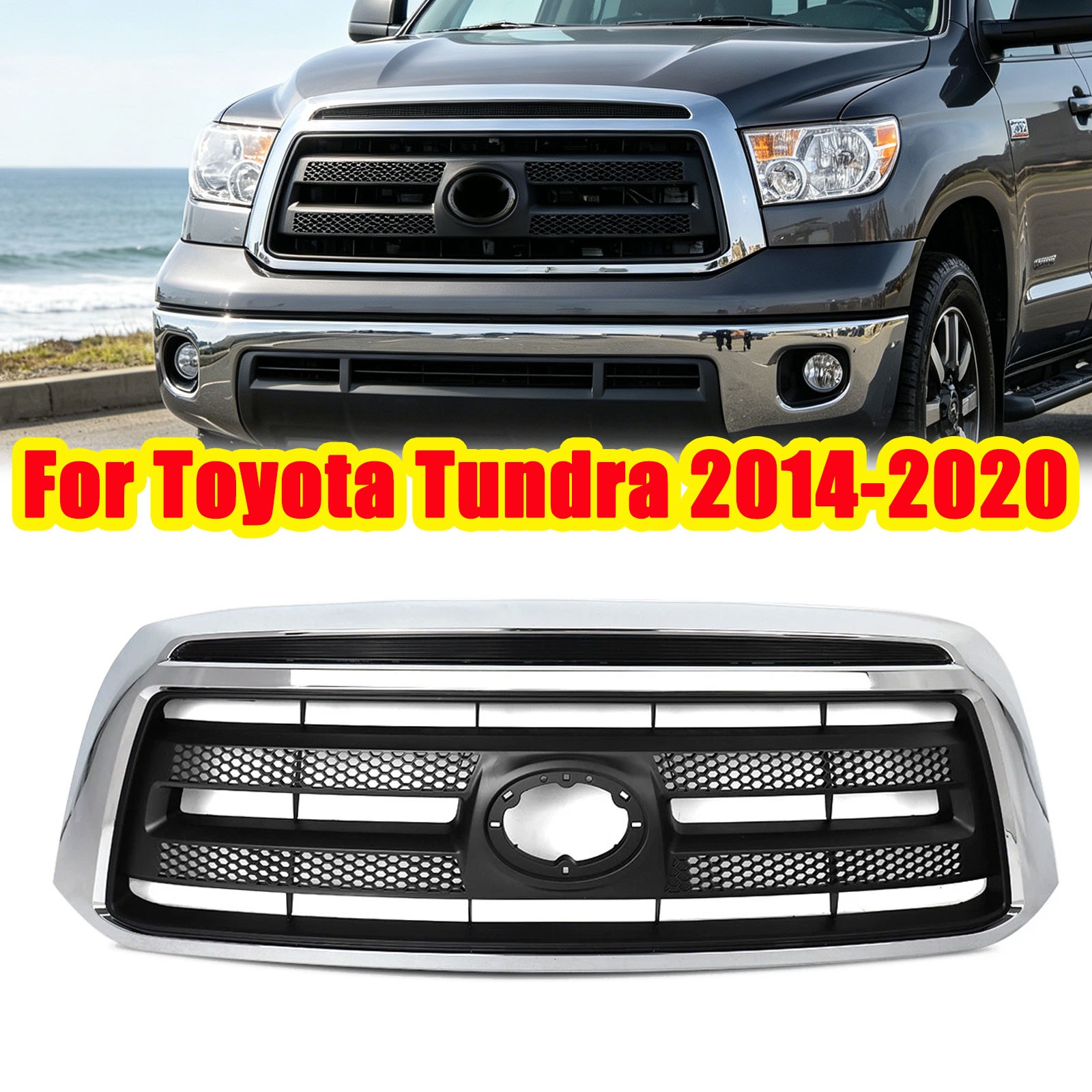 For Toyota Tundra 2010-2013 TO1200337 Front Upper Grille Black w/Chrome Trim