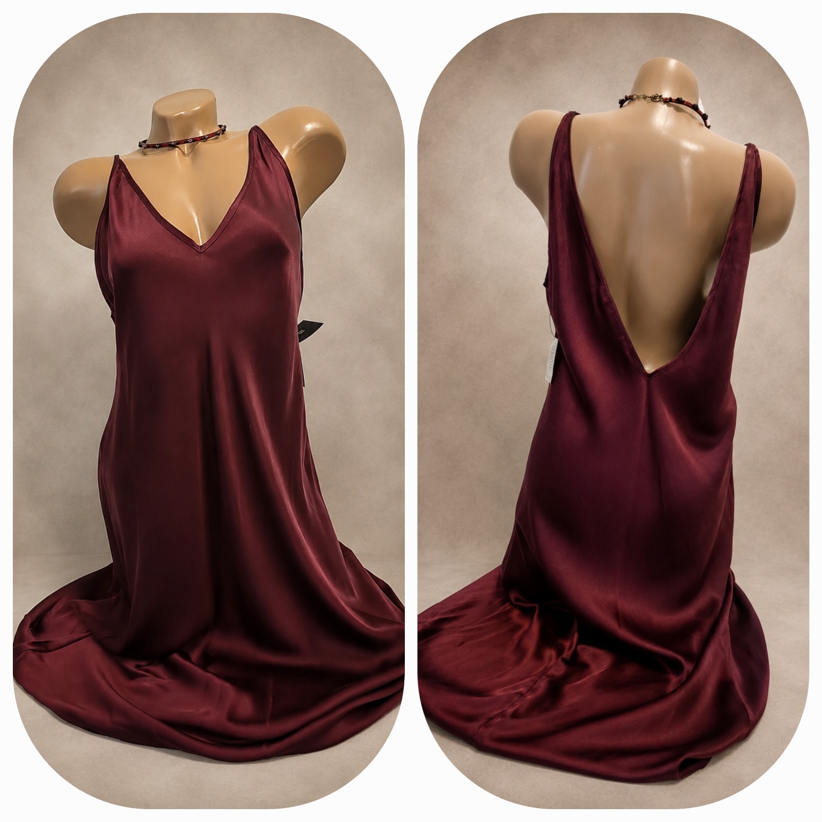 NWT Vintage Valerie Stevens 100% Silk Mini Nightgown Burgundy Sexy L NWT Vintage Valerie Stevens 100% Silk Mini Nightgown Burgundy Sexy L