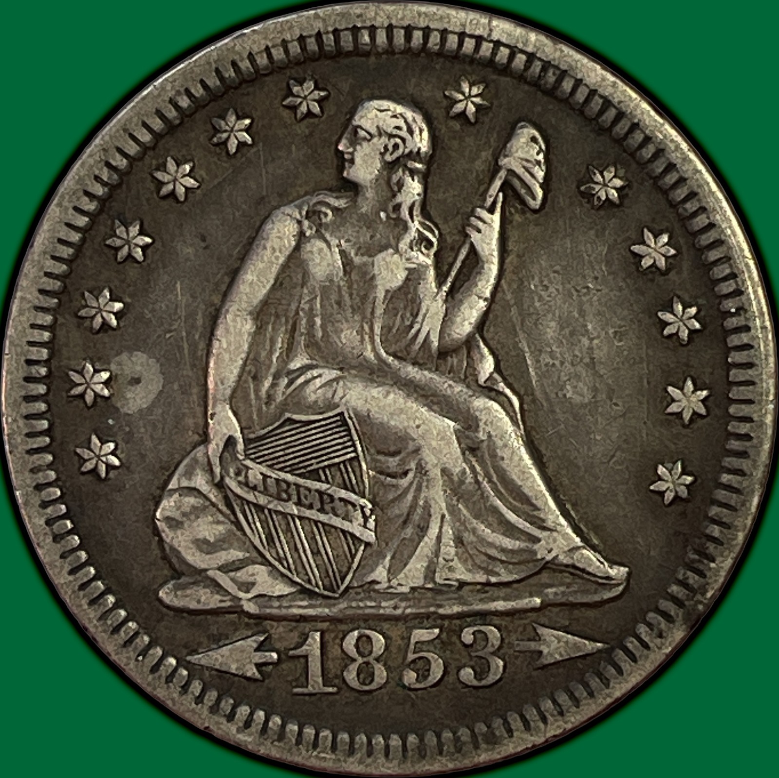 1853 Arrows & Rays Seated Liberty Quarter Choice Extremely Fine XF+ Coin #45797