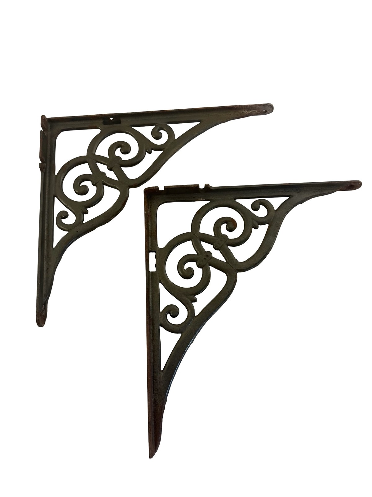 AH1051 Pair Large Antique c1900 Cast Iron Victorian Sink Brackets SMC Restored AH1051 Pair Large Antique c1900 Cast Iron Victorian Sink Brackets SMC Restored