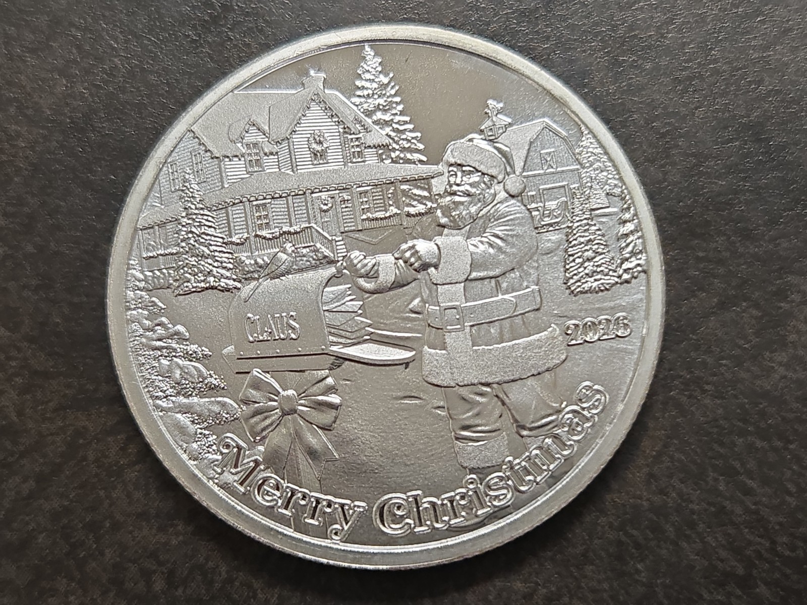 Merry Christmas Santa Claus Letters Mailbox 1 oz Silver Round Coin