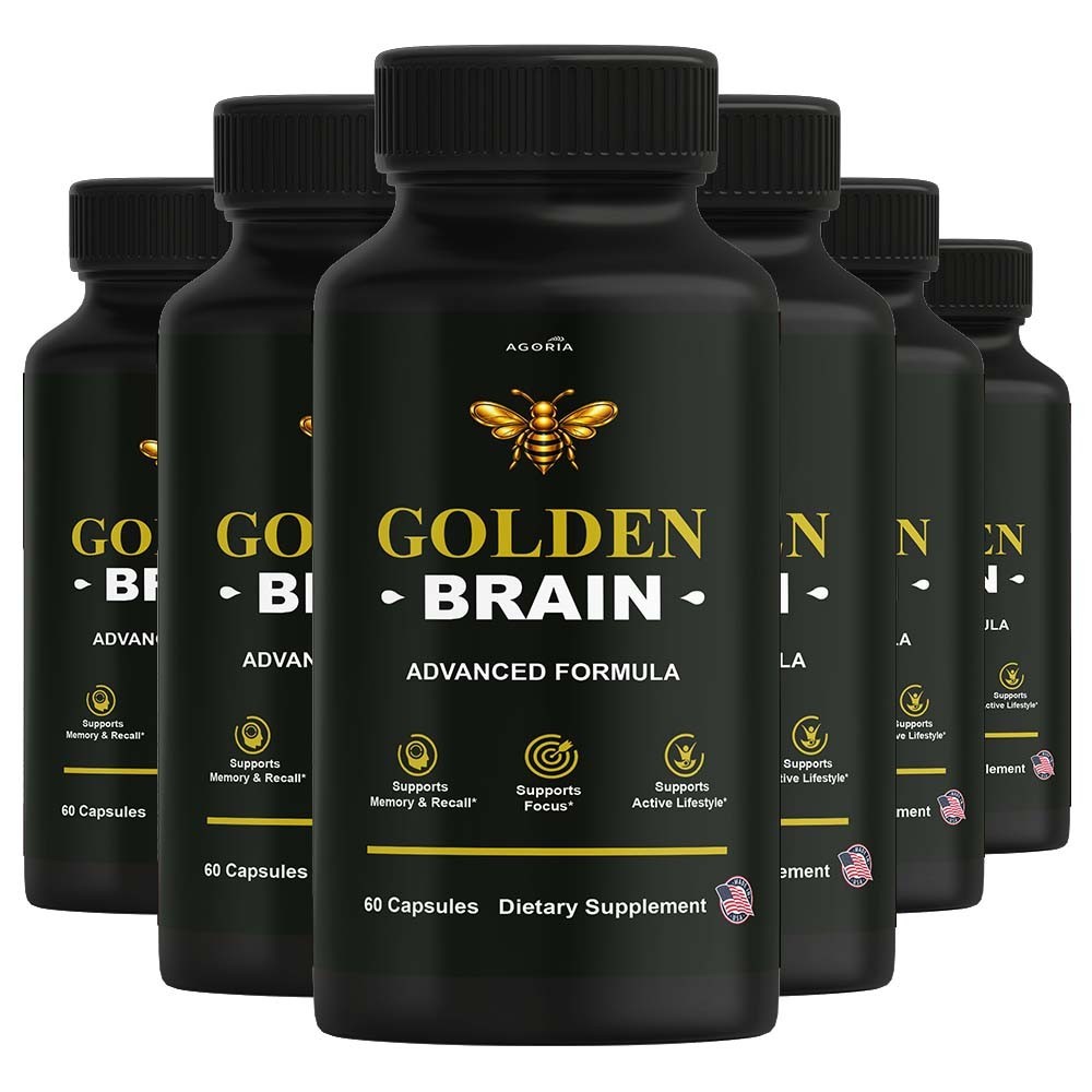 (6 Pack) Golden Brain Capsules, Advanced Brain Support & Memory Pills