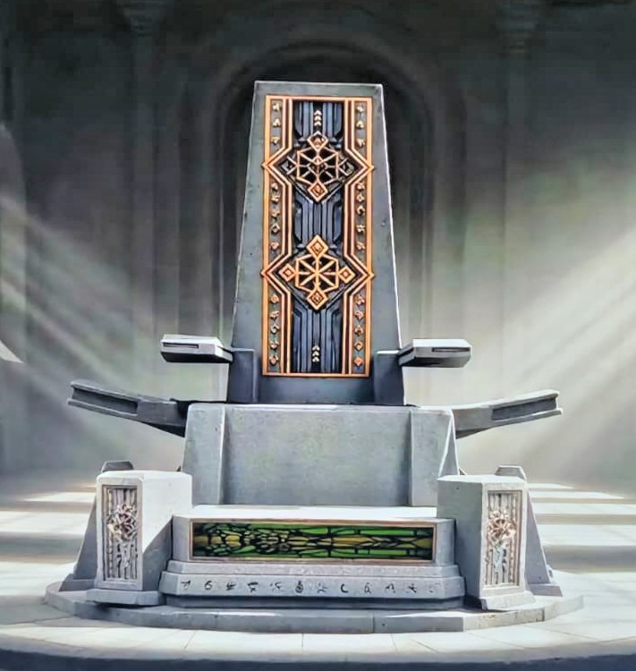 Ornate Stone Throne Dais Diorama 1:12 1:18 Scale 3D Printed Fantasy Terrain
