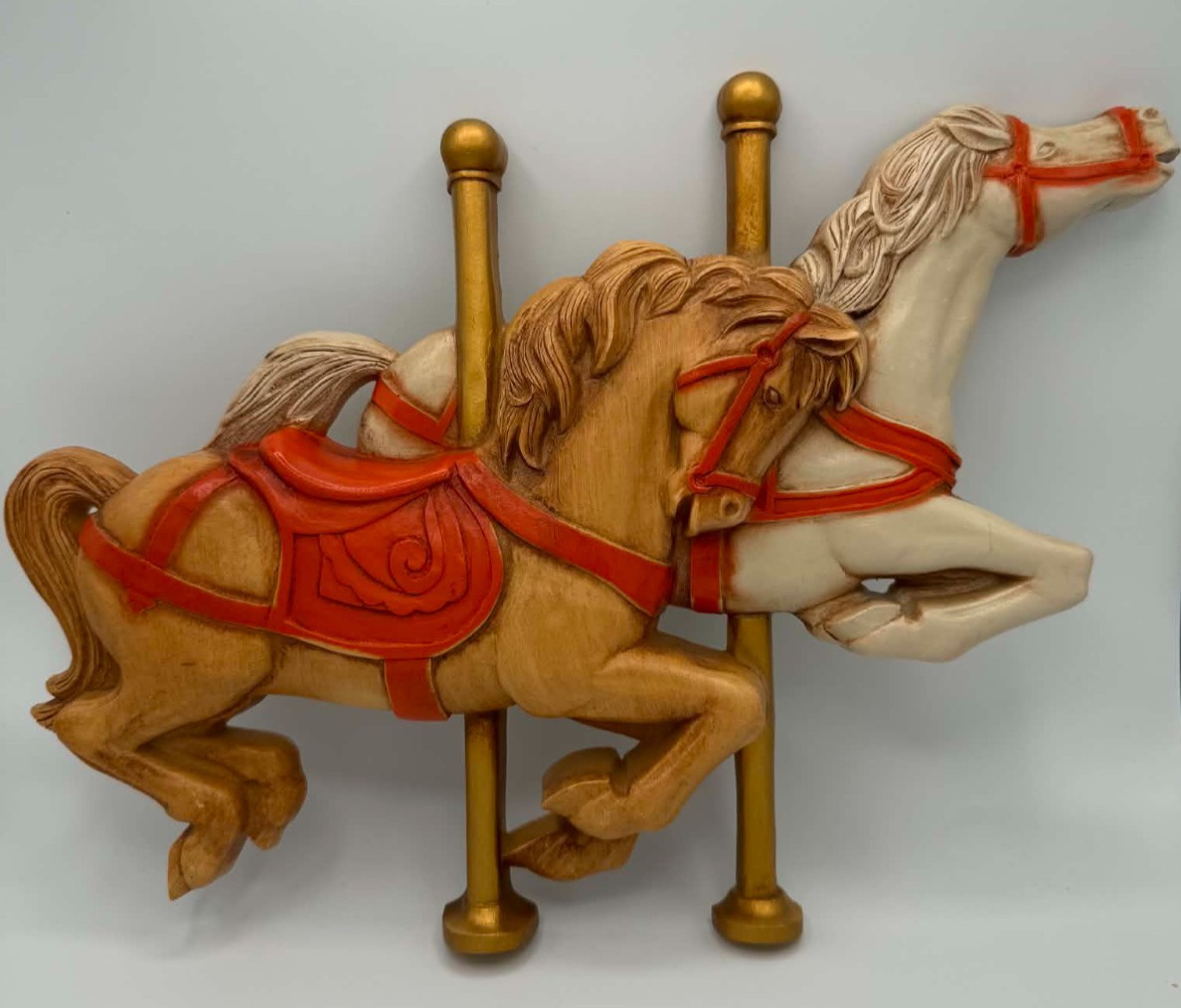 Vintage Burwood Carousel Horses Wall Plaque Decor 1981 USA #2500-2 MCM
