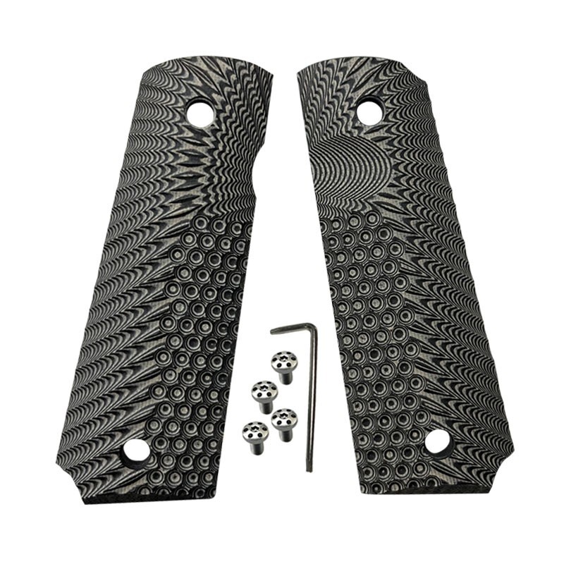 1911 Colt Full Size Grips G10 Green\\Gray + Dotted Fits Springfield Grip W/Screws