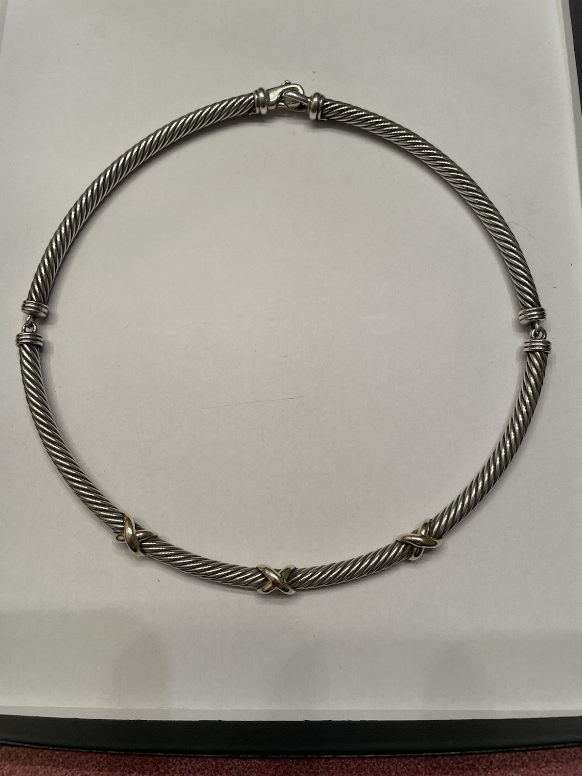 David Yurman 925 Sterling Silver 14k Gold Cable Choker Necklace David Yurman 925 Sterling Silver 14k Gold Cable Choker Necklace