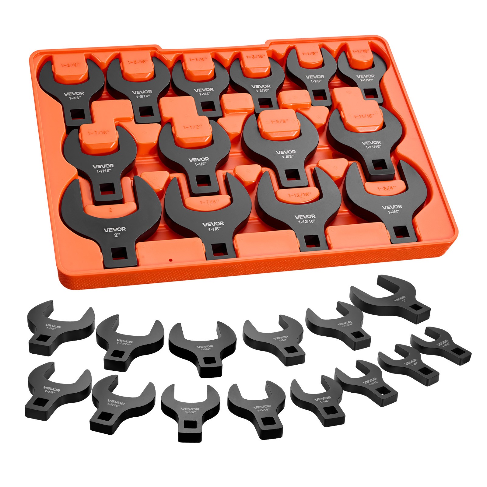 VEVOR Crowfoot Wrench Set Crows Foot Wrenches 14-Piece Metric 1-1/16\