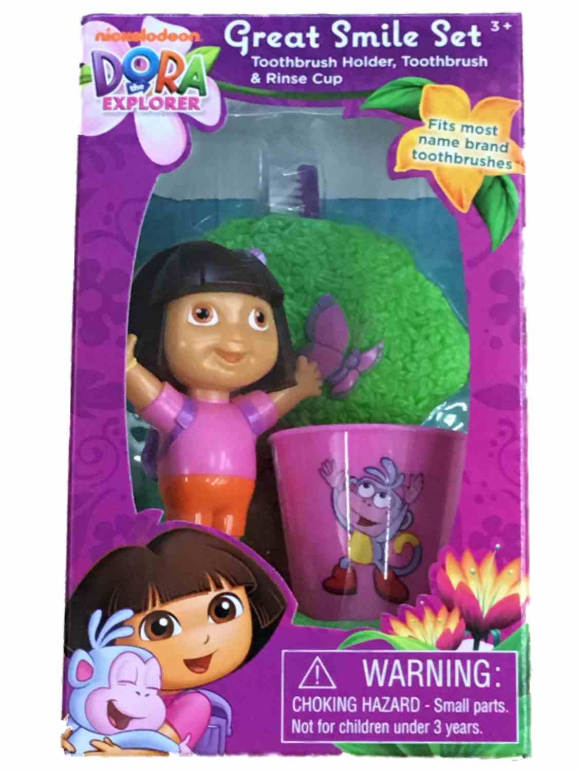 Nickelodeon Dora The Explorer Great Smile Kids Toothbrush & Holder Rinse Cup Set Nickelodeon Dora The Explorer Great Smile Kids Toothbrush & Holder Rinse Cup Set