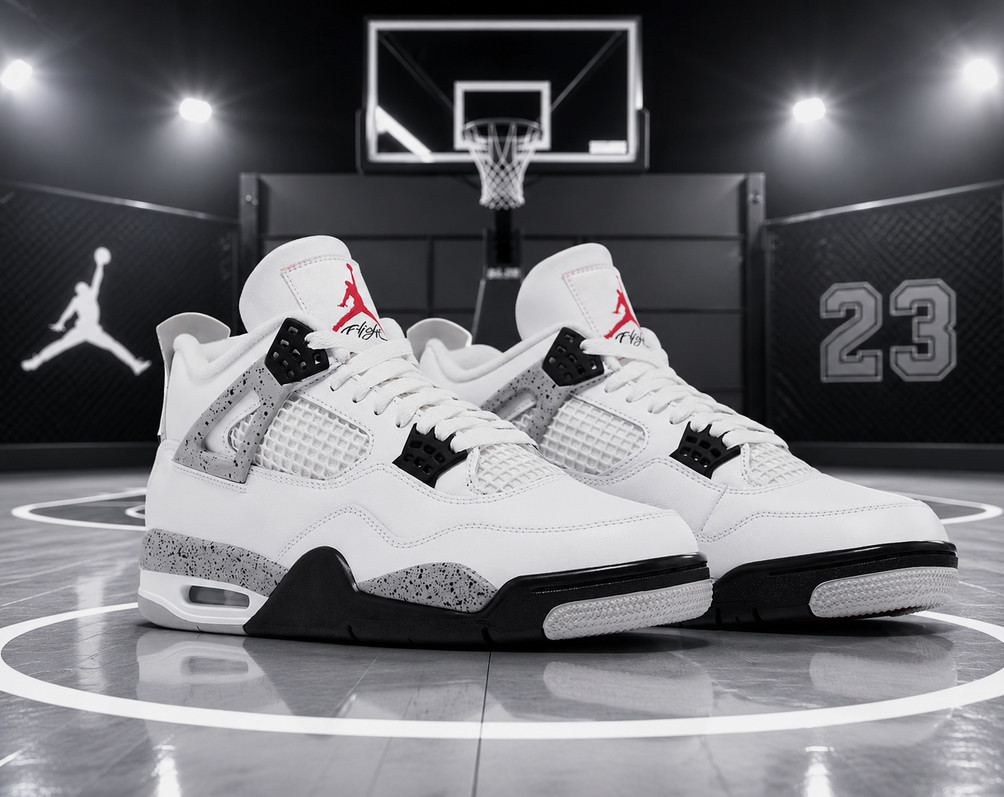 Jordan 4 retro white cement  FV5029-100 Men\'s Retro Mid Top Basketball Shoes