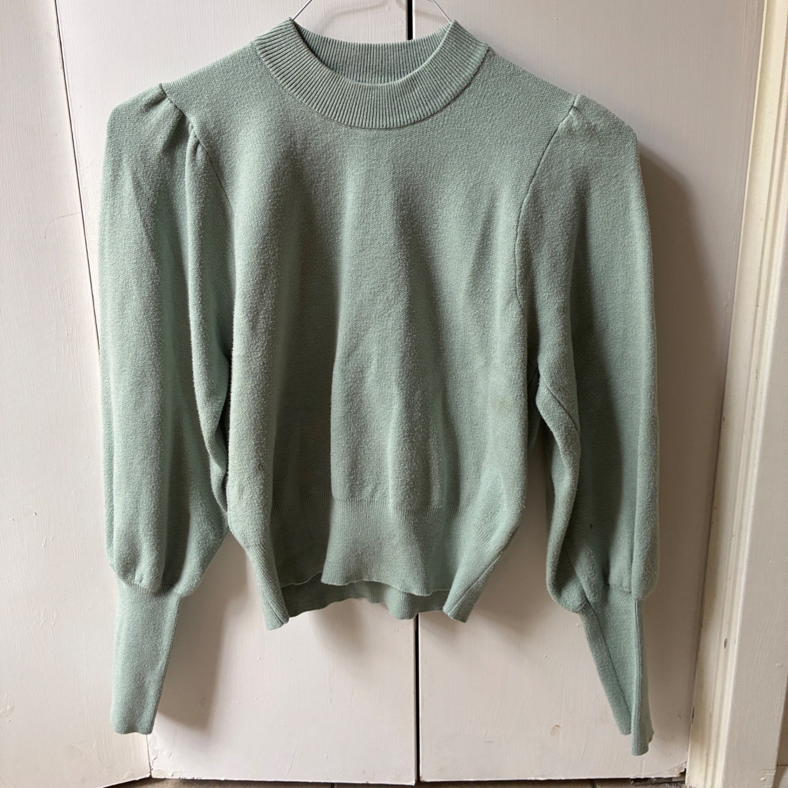 Industry Republic Puff Shoulder Sweater Women Size M Sage Green Soft Girl Modest