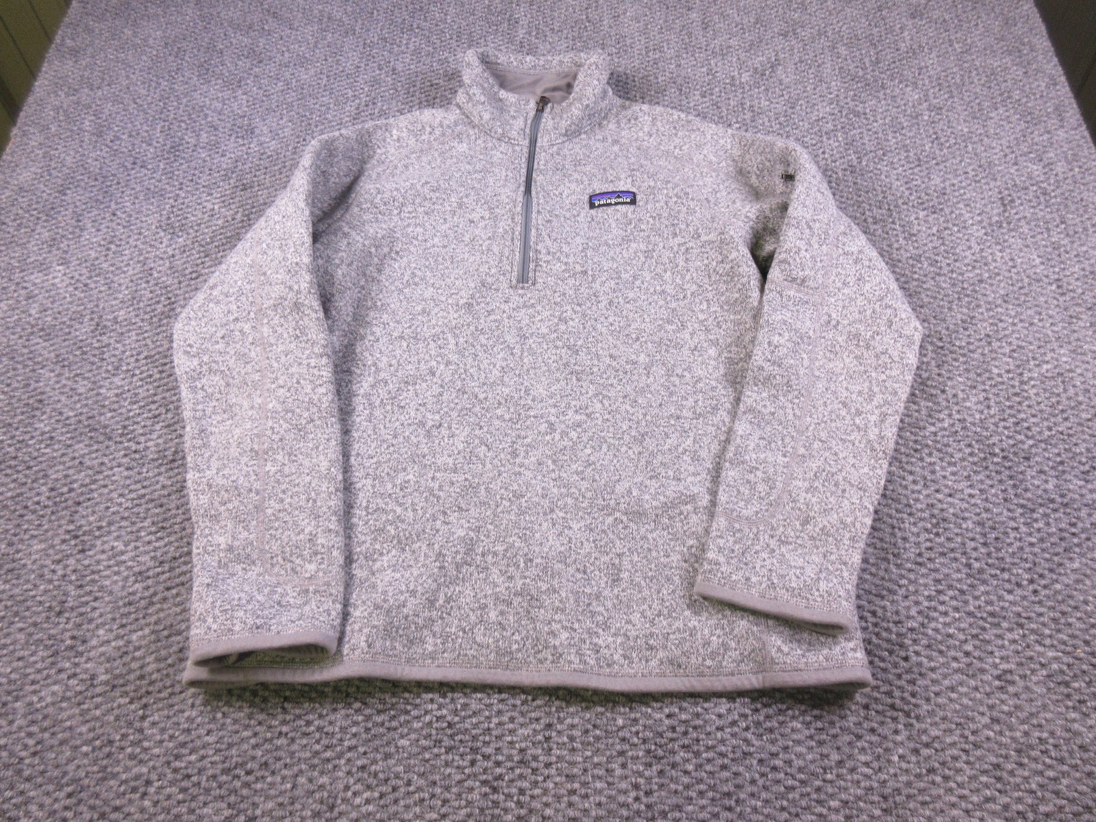 Patagonia Sweater Mens Large Gray Better Sweater 1/4 Zip Fleece Pullover Logo
