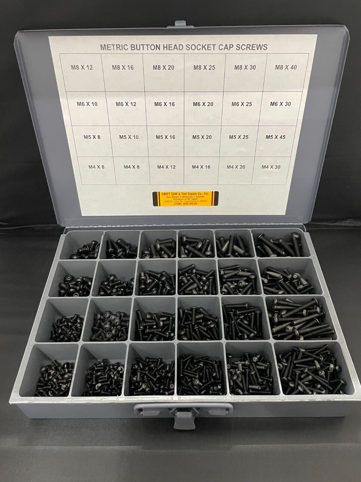 1370pcs ASSORTMENT KIT- METRIC BUTTON  HEAD CAP SCREW- With Bin Included