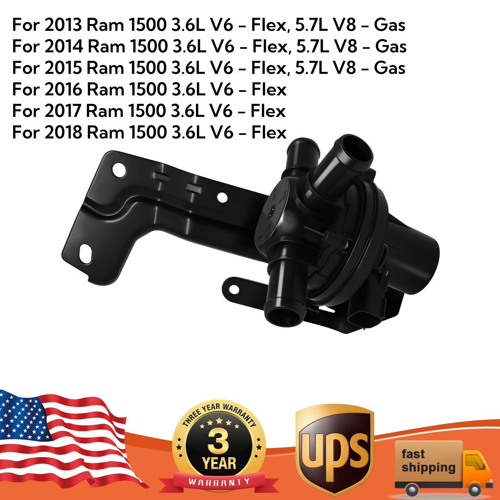 3 Way Coolant Heater Control Valve For 2013-2018 Dodge Ram 1500 3.6L V6 5.7L V8