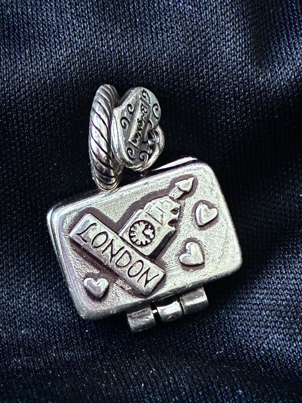 Brighton London Suitcase Charm Hinged Opening Enamel Travel Heart Pendant