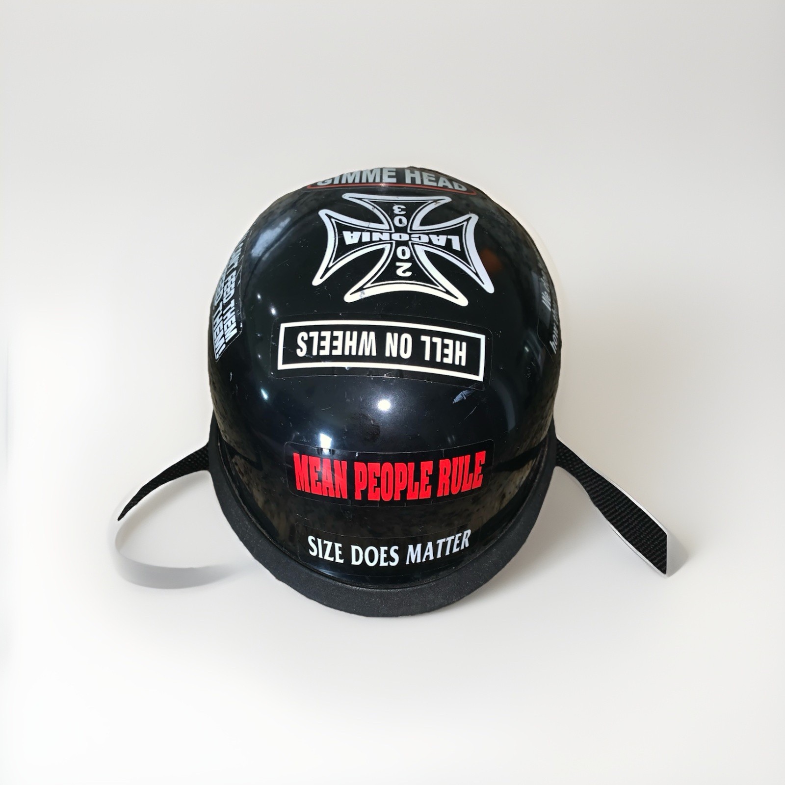 Vintage German - Style  Motorcycle Helmet Black Retro German Style W/stickers