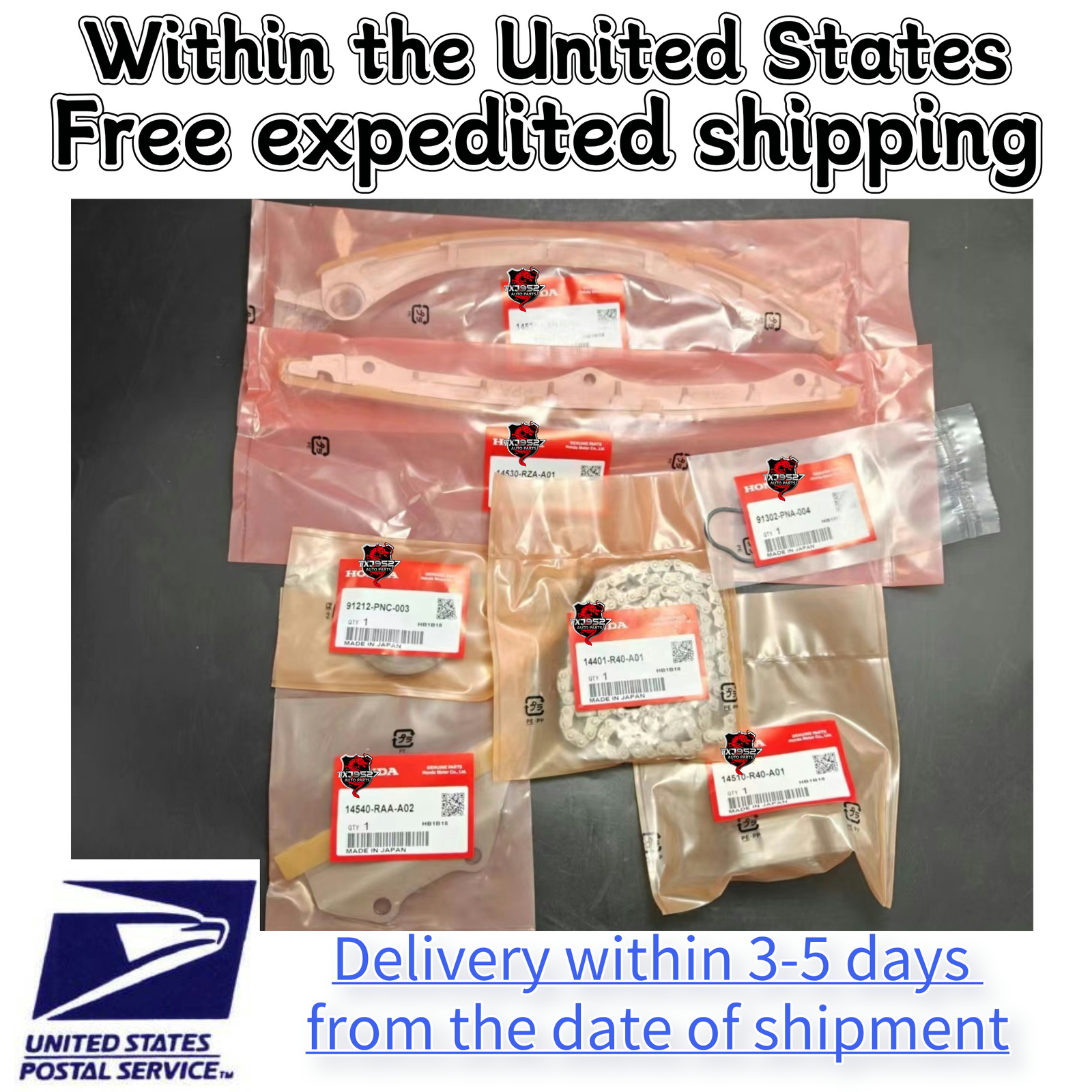 New for Honda OEM K24 Timing Chain Complete 7PC KIT NEW SEALED USPS expedited