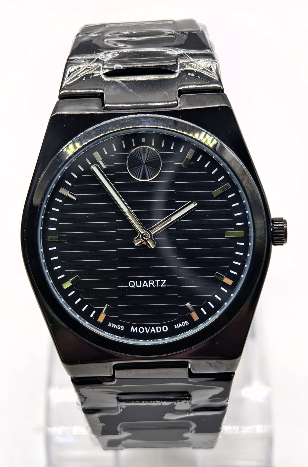 Amazing Movado Quartz Black Dial Stainless Steel Case Men\'s Wrist Watch
