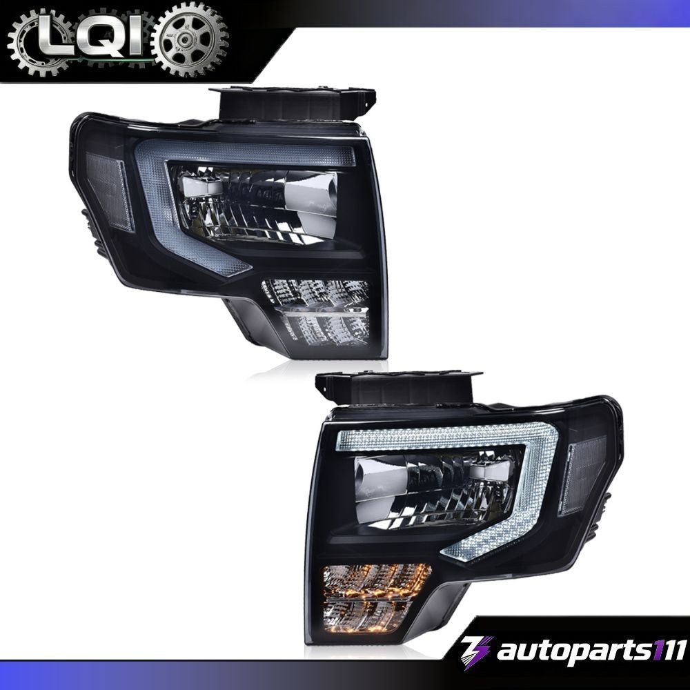 Black Smoke LED DRL Headlights/Lamps For 2009-2014 2011 2012 2013 Ford F150