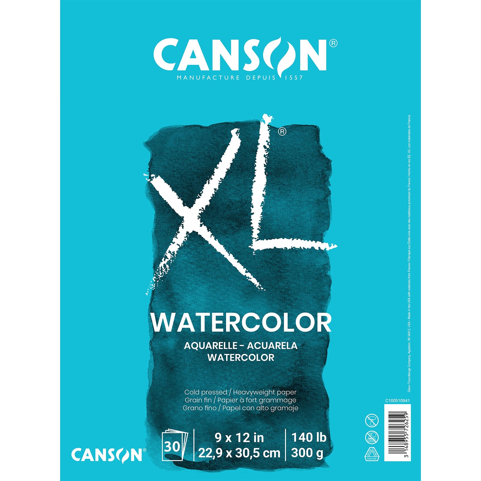 Canson XL 9x12 Watercolor Paper Pad Cold Press Textured 30 Sheets 140lb Canson XL 9x12 Watercolor Paper Pad Cold Press Textured 30 Sheets 140lb