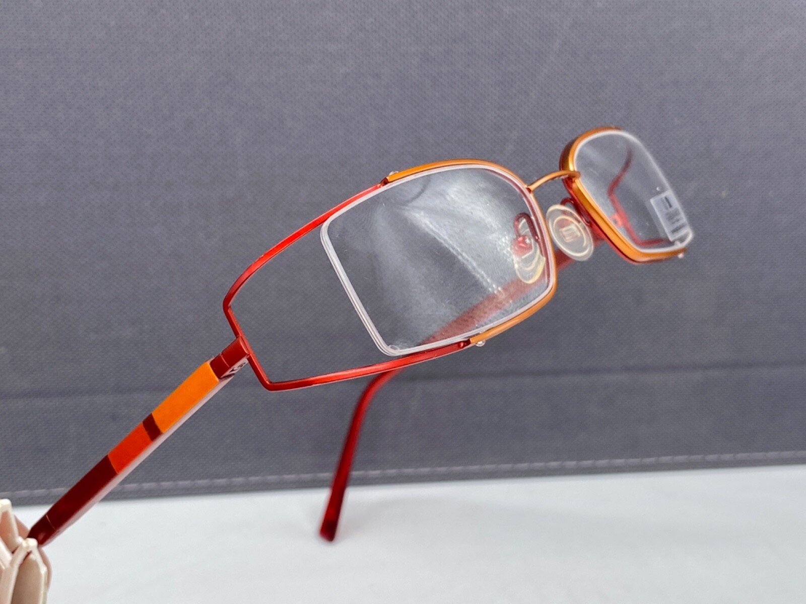Gold Wood Eyeglasses Frames Woman Red Square Wood Paris Half Rim NP:408€ Paris