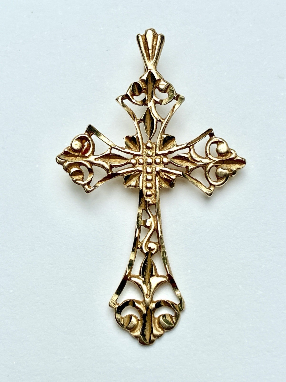 Vintage Michael Anthony MA 14K 2g Gold Filigree Cross Pendant Signed 85 Large
