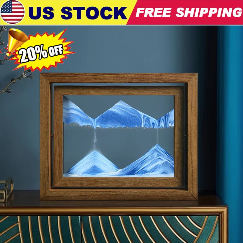 Moving Sand Art Liquid Motion 3D Deep Sea Scene Flowing Sand Solid Wood Frame
