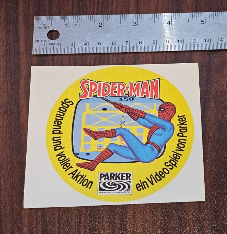 Vintage 1980s Atari 2600 store promo sticker Parker Spiderman 5200 7800 decal