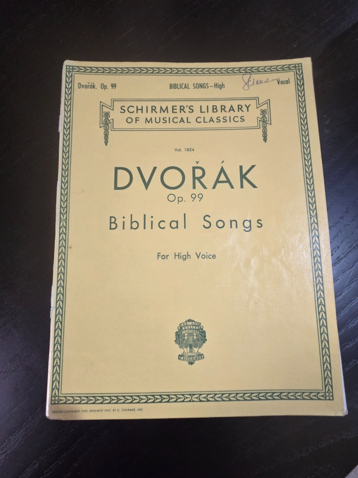 Biblical Songs, Op. 99 - Antonin Dvorak - for High Voice - G. Schirmer