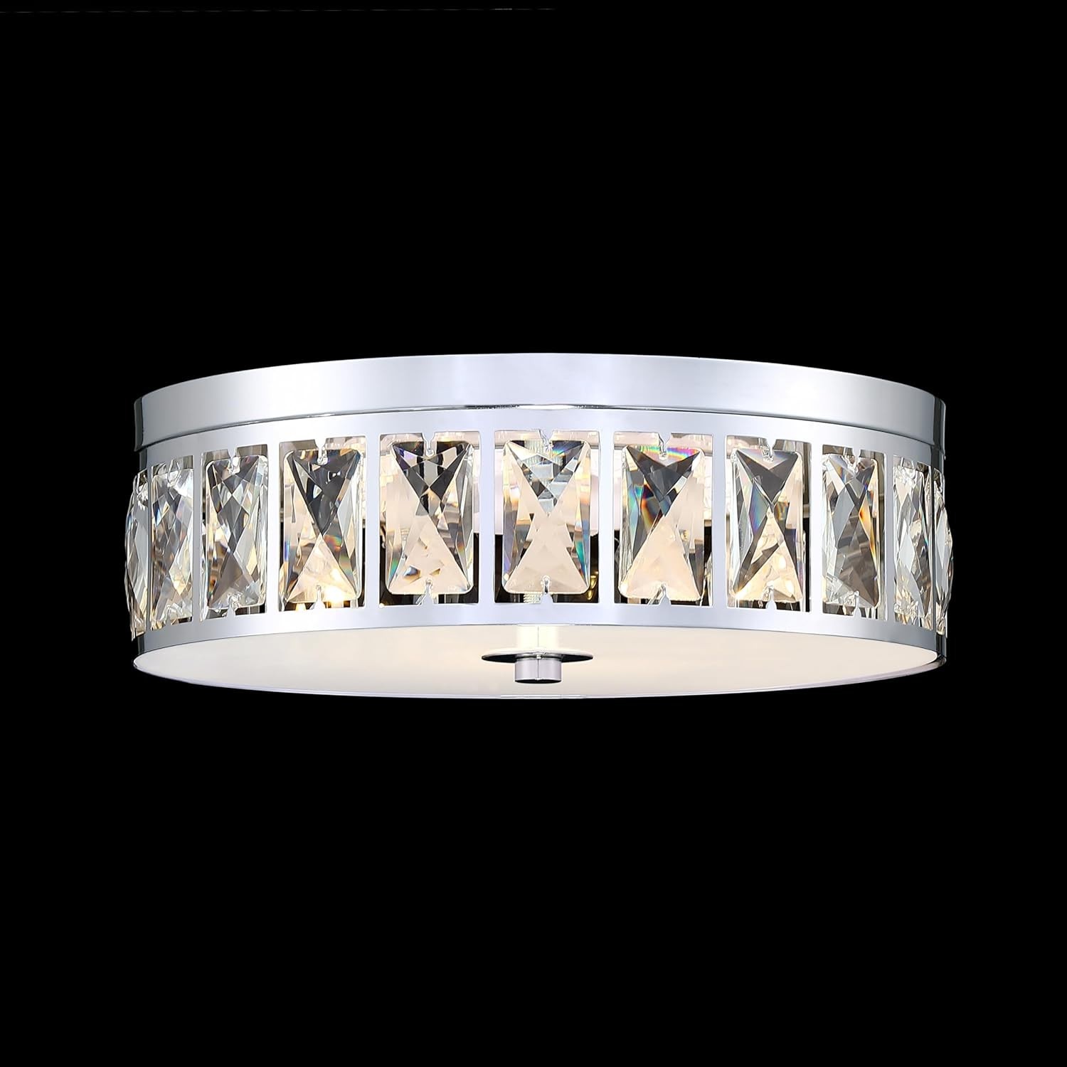 10 Crystal Modern Farmhouse Drum LED Semi Flush Mount Ceiling Light Nickel Bedro 10 Crystal Modern Farmhouse Drum LED Semi Flush Mount Ceiling Light Nickel Bedro