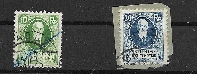 Liechtenstein MiNr 72 + 74 stamped