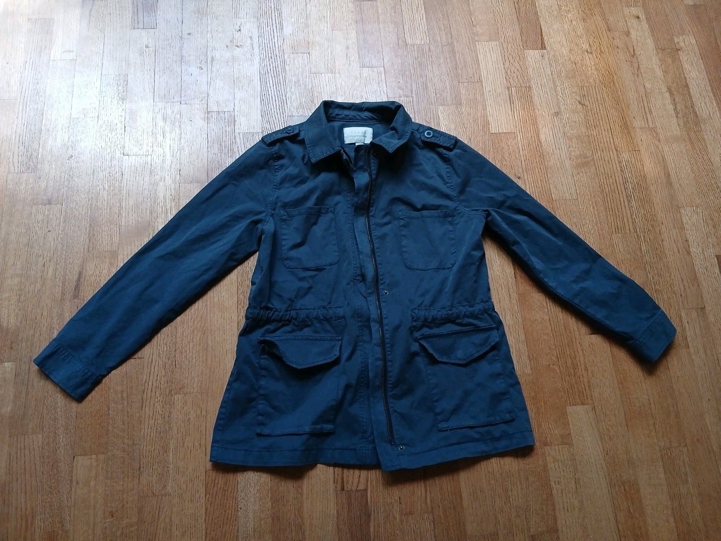 Hinge Seattle Soft Utility Charcoal Navy Canvas Distressed Jacket Lightcoat S