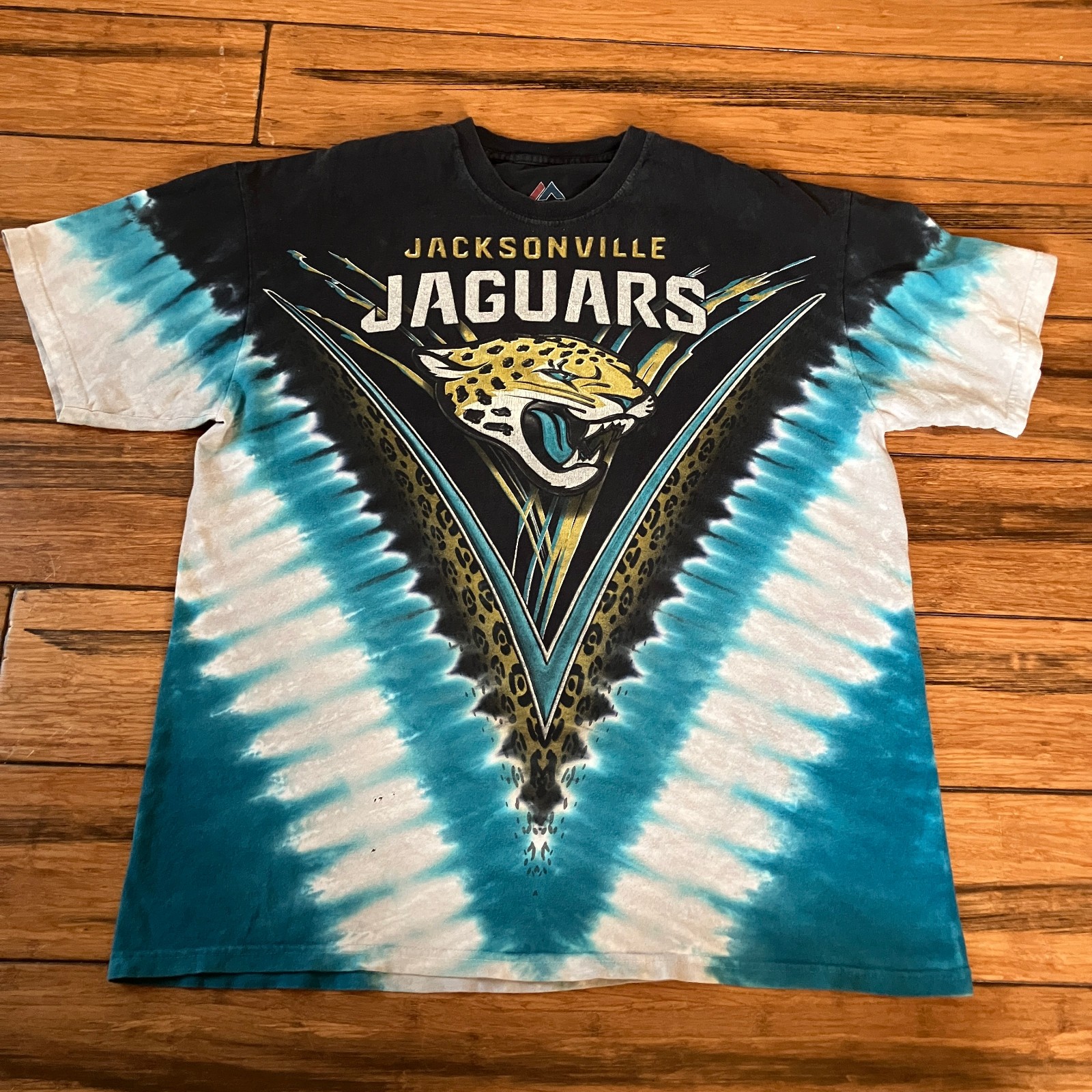 Jacksonville Jaguars Majestic Double Sided Shirt Mens Large Tie Dye Vintage Jacksonville Jaguars Majestic Double Sided Shirt Mens Large Tie Dye Vintage