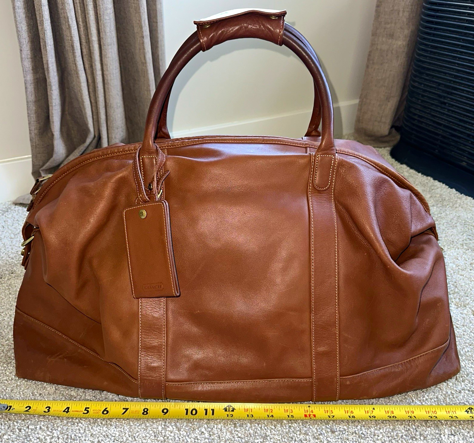 Vintage Coach x Lexus Leather Weekender Duffel Travel Bag British Tan 0502 Rare 