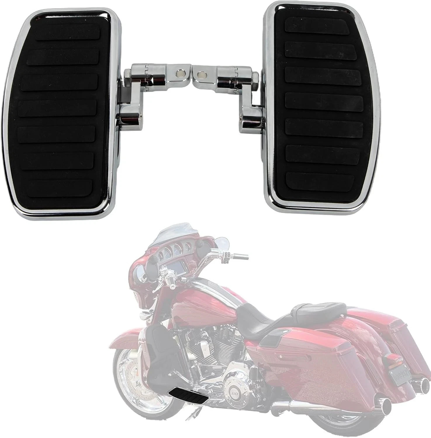  2PCS Motorcycle Footboards, Adjustable Motorcycle Floorboards Stripe Pattern