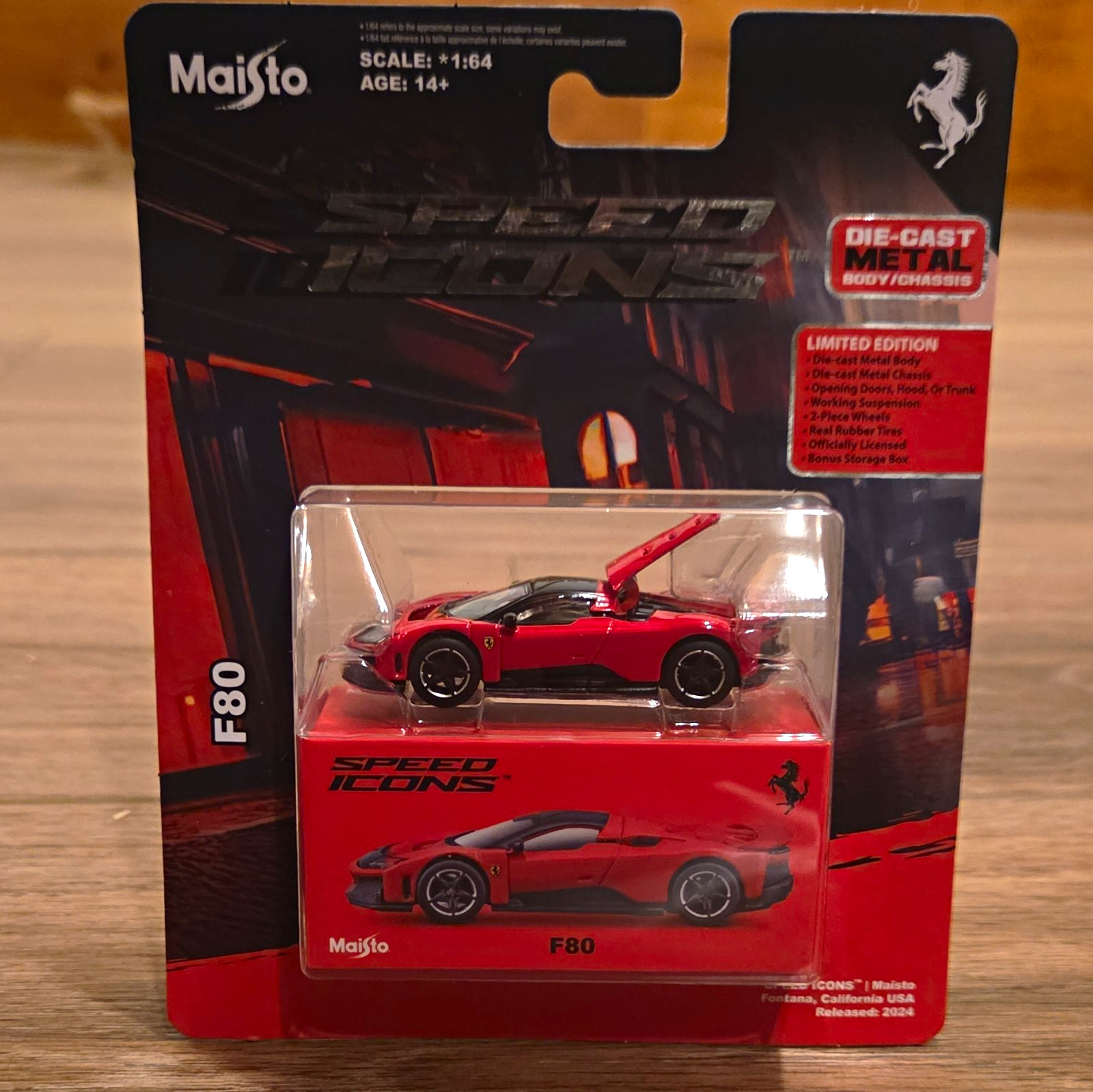 Maisto Speed Icons Ferrari F80 2024 1:64 Diecast Red/Black LE Unopened